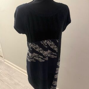 Style & Co. Black, Navy and Gray Colorblock Knit Sweater Dress Tunic